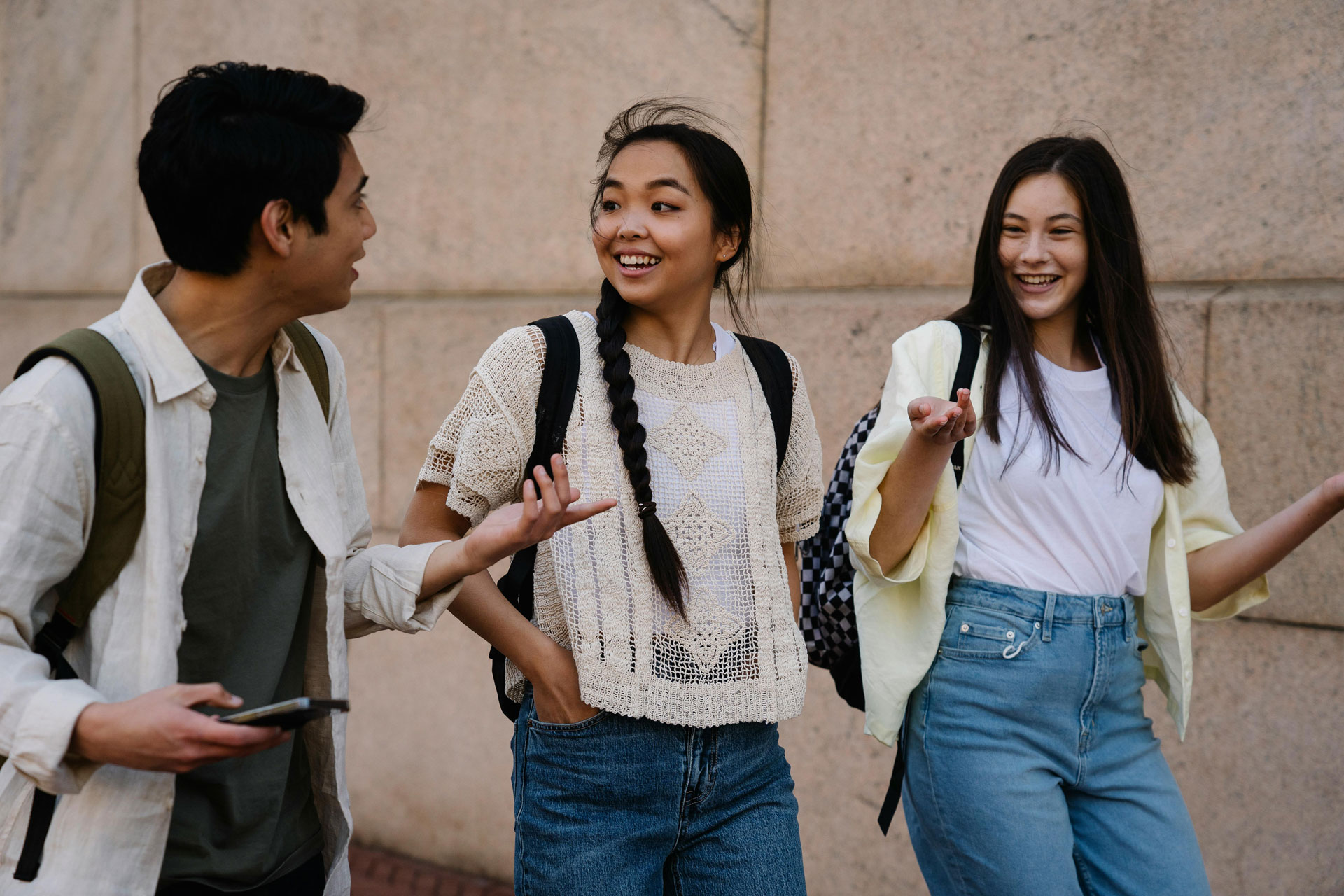 Students talking on a university campus